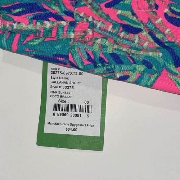 Lilly Pulitzer Callahan Shorts 00 Pink Sunset Coco Breeze New - Picture 3 of 4